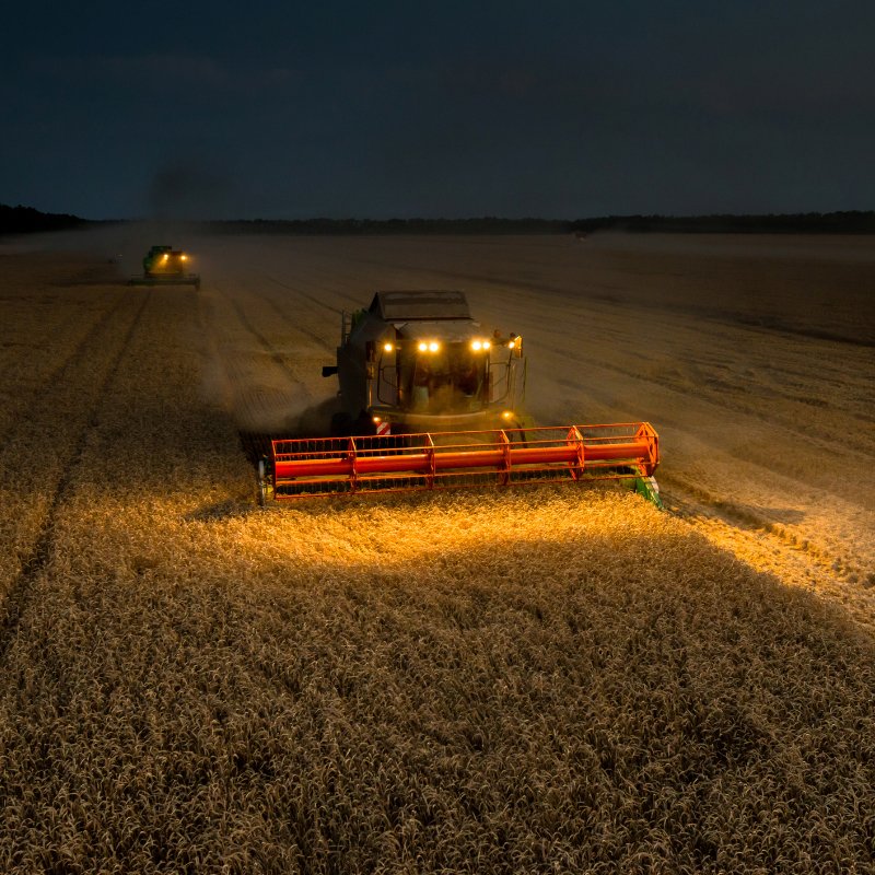 truck work lights on the agricultural machinary